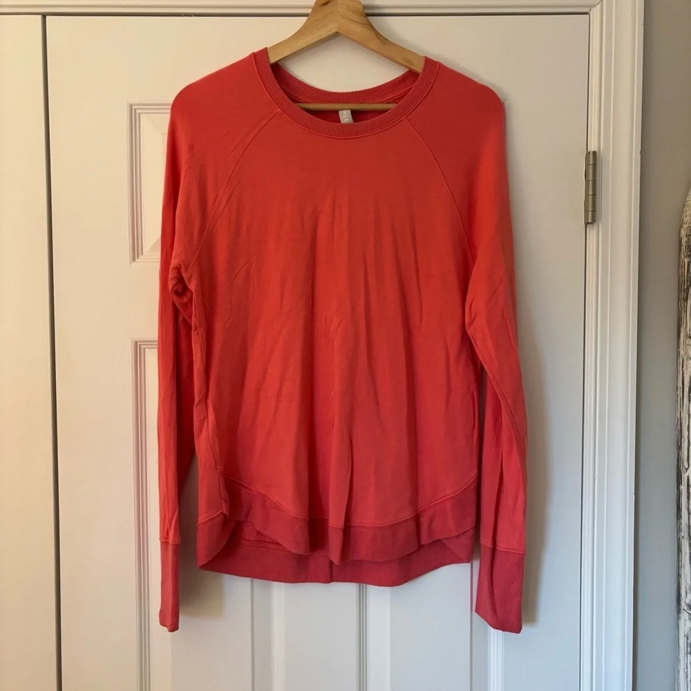 Athleta Mindset Sweatshirt Coral Pink Athletic Top Workout Athleisure Yoga S - Picture 2 of 8